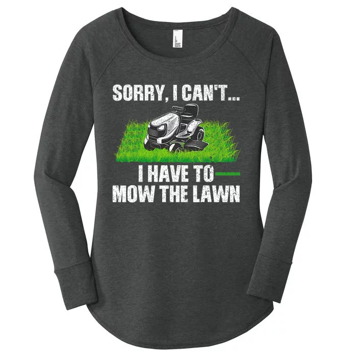 Funny Lawn Mowing For Men Women Lawn Mower Mow Mowing Women's Perfect Tri Tunic Long Sleeve Shirt