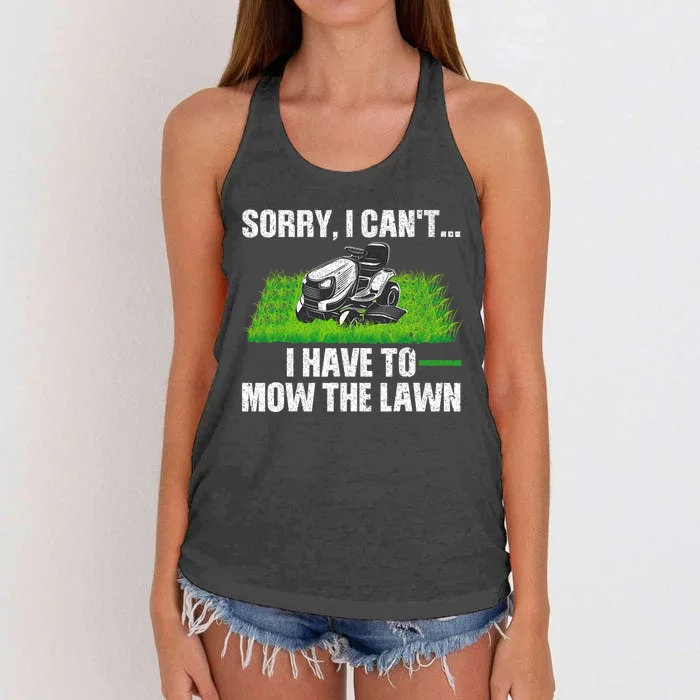 Funny Lawn Mowing For Men Women Lawn Mower Mow Mowing Women's Knotted Racerback Tank