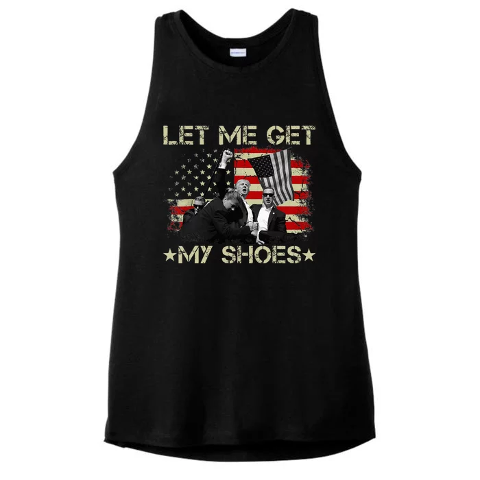 Funny Let Me Get My Shoes Ladies Tri-Blend Wicking Tank