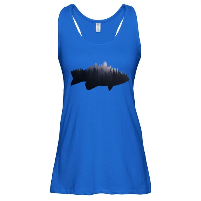 Fishing Large Mouth Bass Forest Nature Fish Fisher Gift Ladies Essential Flowy Tank