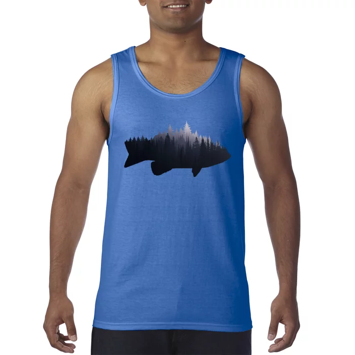 Fishing Large Mouth Bass Forest Nature Fish Fisher Gift Tank Top