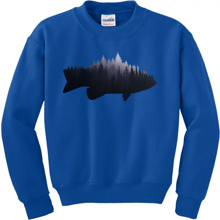 Fishing Large Mouth Bass Forest Nature Fish Fisher Gift Kids Sweatshirt