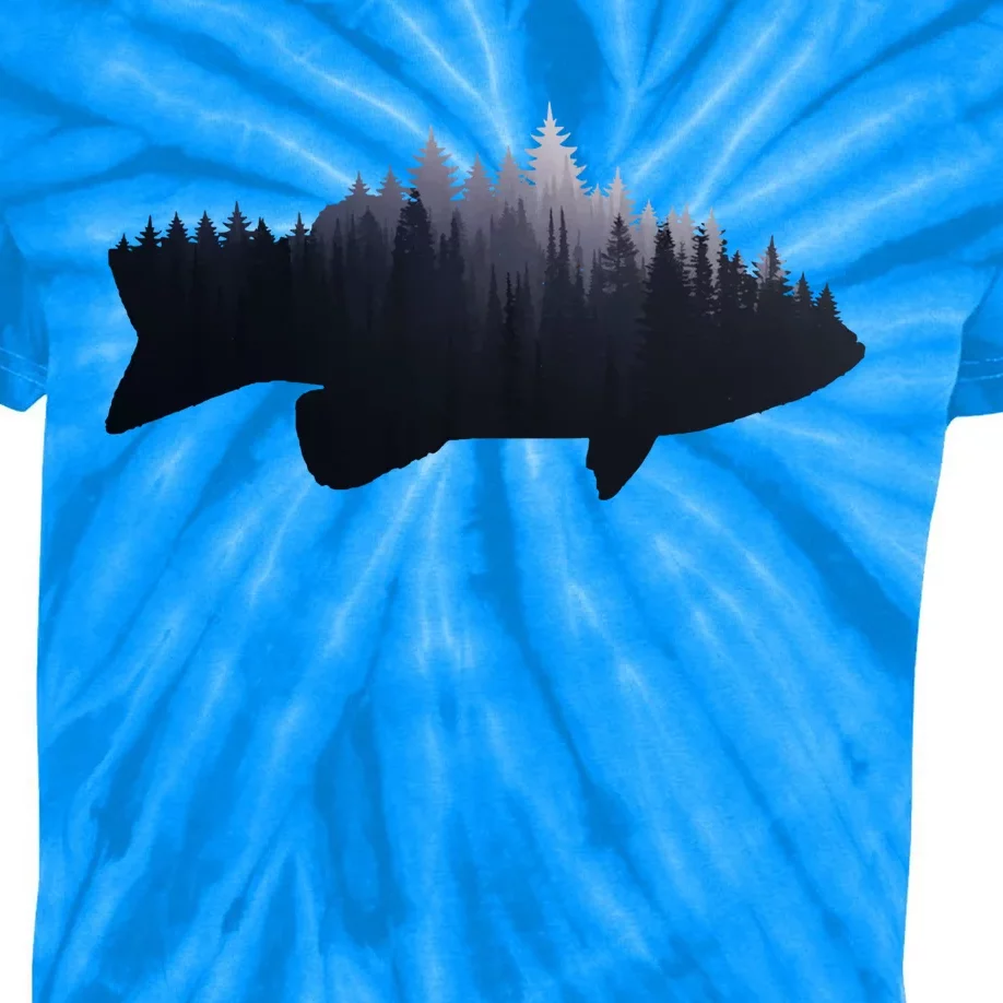 Fishing Large Mouth Bass Forest Nature Fish Fisher Gift Kids Tie-Dye T-Shirt