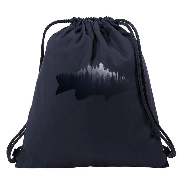 Fishing Large Mouth Bass Forest Nature Fish Fisher Gift Drawstring Bag