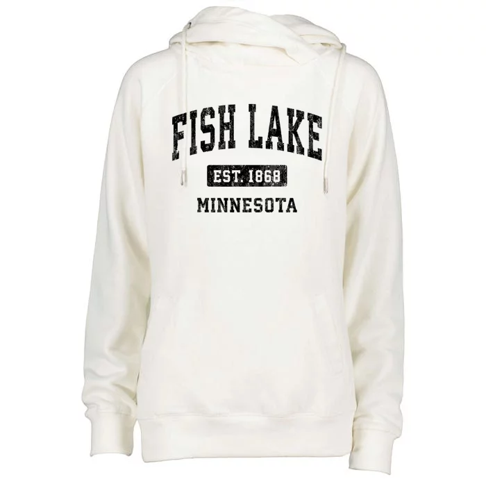 Fish Lake Minnesota Mn Vintage Athletic Sports Womens Funnel Neck Pullover Hood