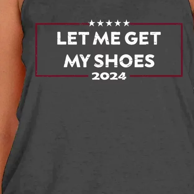 Funny Let Me Get My Shoes Women's Knotted Racerback Tank