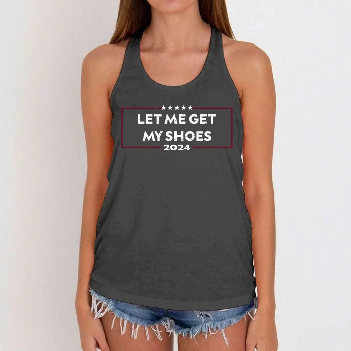 Funny Let Me Get My Shoes Women's Knotted Racerback Tank