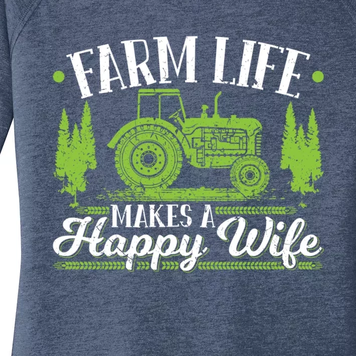 Farm Life Makes A Happy Wife Tractor Gift Women's Perfect Tri Tunic Long Sleeve Shirt