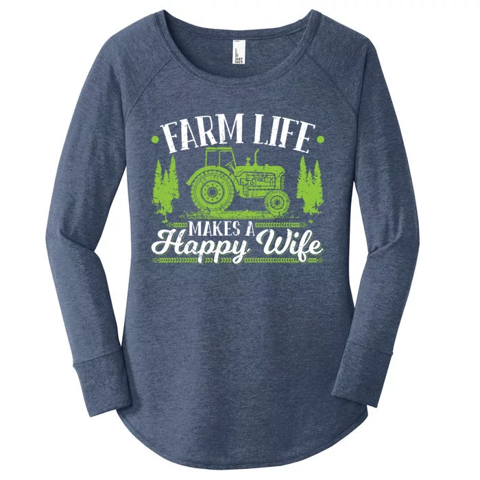 Farm Life Makes A Happy Wife Tractor Gift Women's Perfect Tri Tunic Long Sleeve Shirt