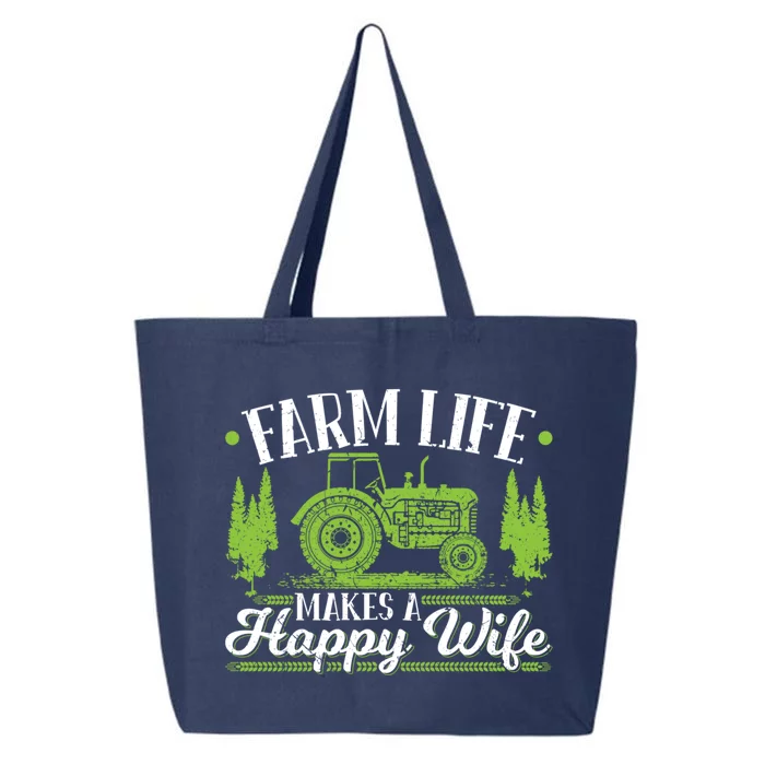 Farm Life Makes A Happy Wife Tractor Gift 25L Jumbo Tote