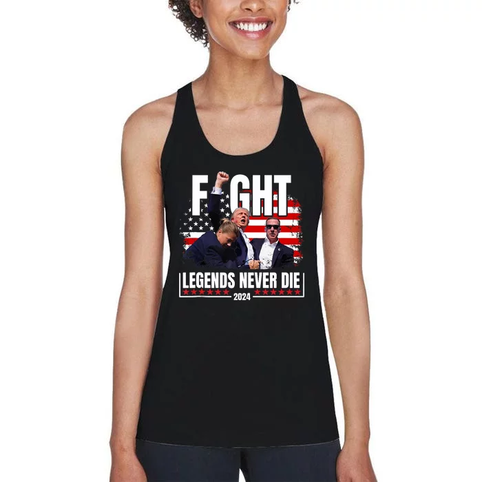 Fight Legends Never Die 2024 Trump Shooting Women's Racerback Tank