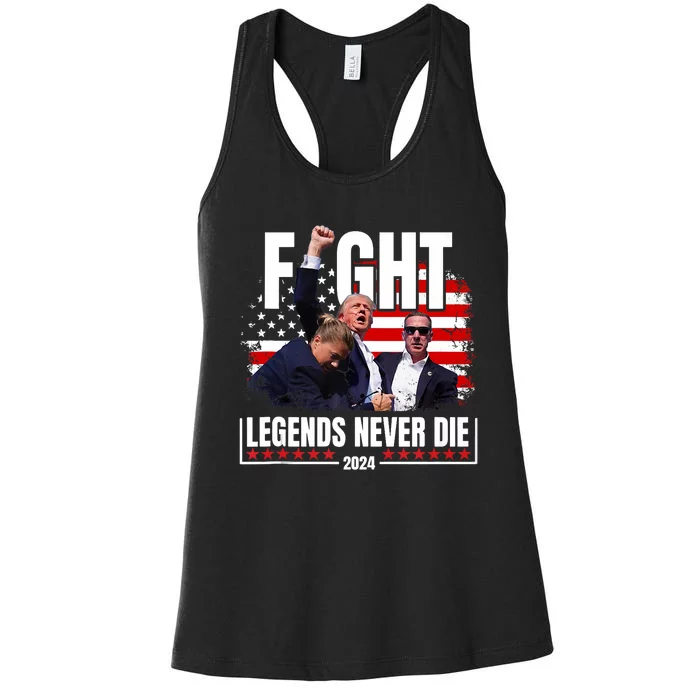 Fight Legends Never Die 2024 Trump Shooting Women's Racerback Tank