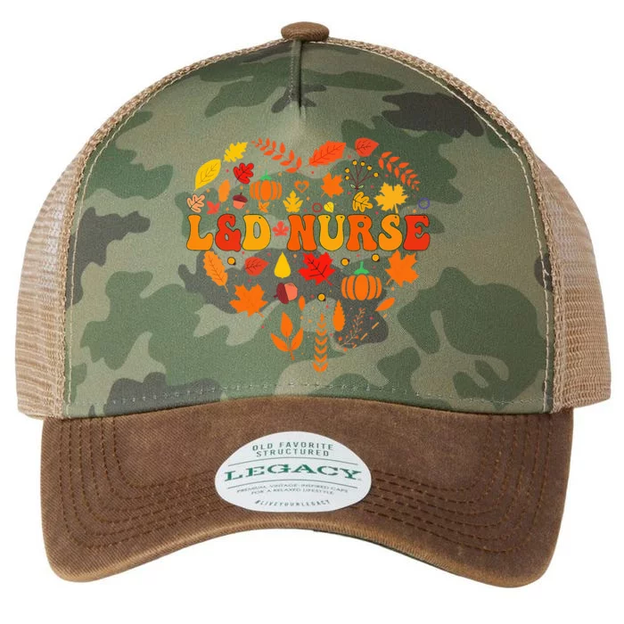 Fall L&D Nurse Thanksgiving Groovy Labor And Delivery Nurse Legacy Tie Dye Trucker Hat