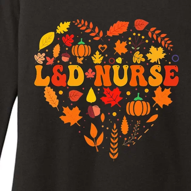 Fall L&D Nurse Thanksgiving Groovy Labor And Delivery Nurse Womens CVC Long Sleeve Shirt