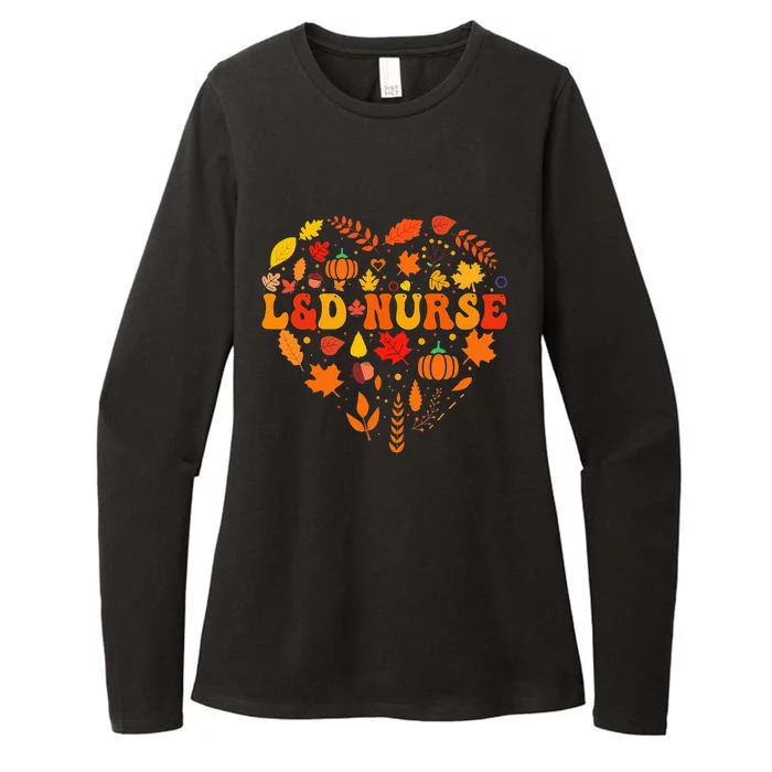 Fall L&D Nurse Thanksgiving Groovy Labor And Delivery Nurse Womens CVC Long Sleeve Shirt