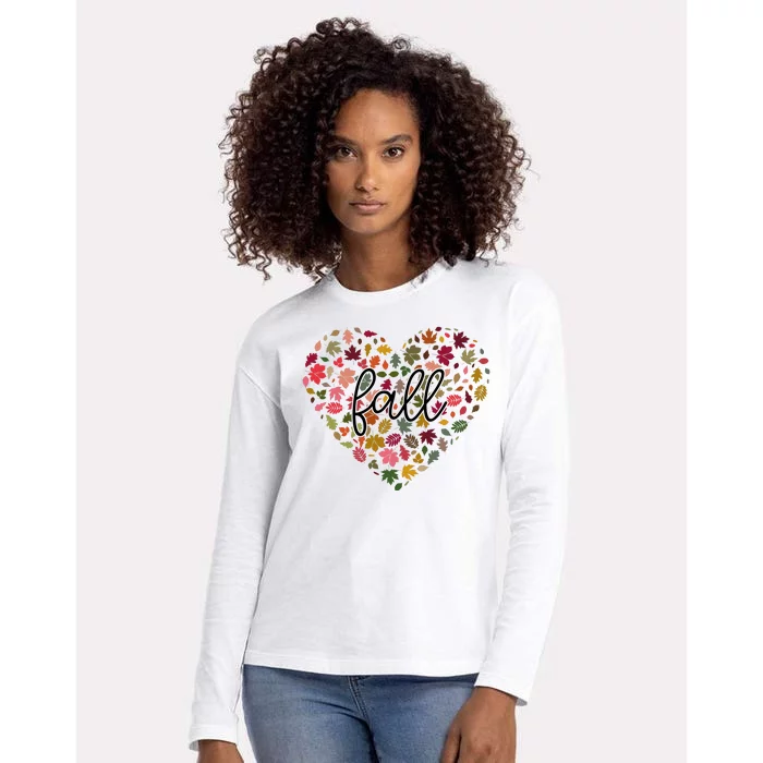 Fall Lover Nature Heart Womens Cotton Relaxed Long Sleeve T-Shirt