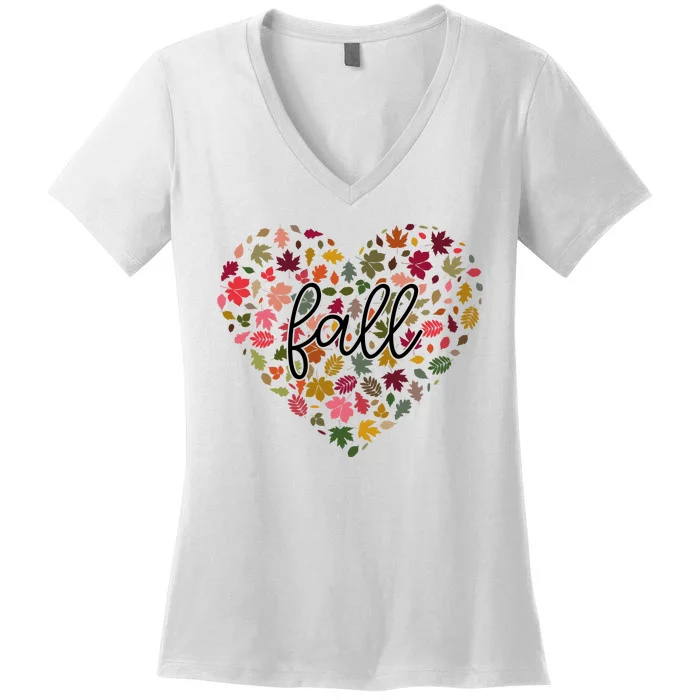 Fall Lover Nature Heart Women's V-Neck T-Shirt