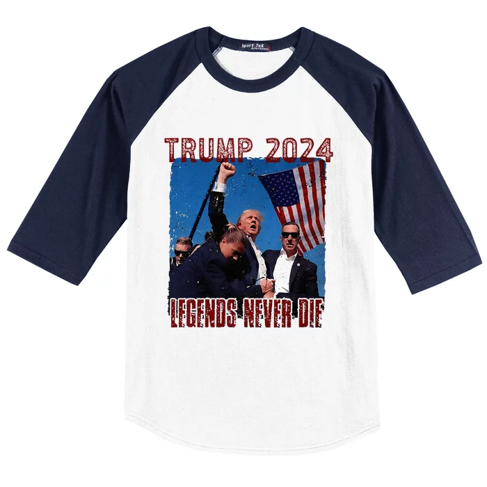 Funny Legends Never Die Trump Election Rally Shooting 2024 Baseball Sleeve Shirt