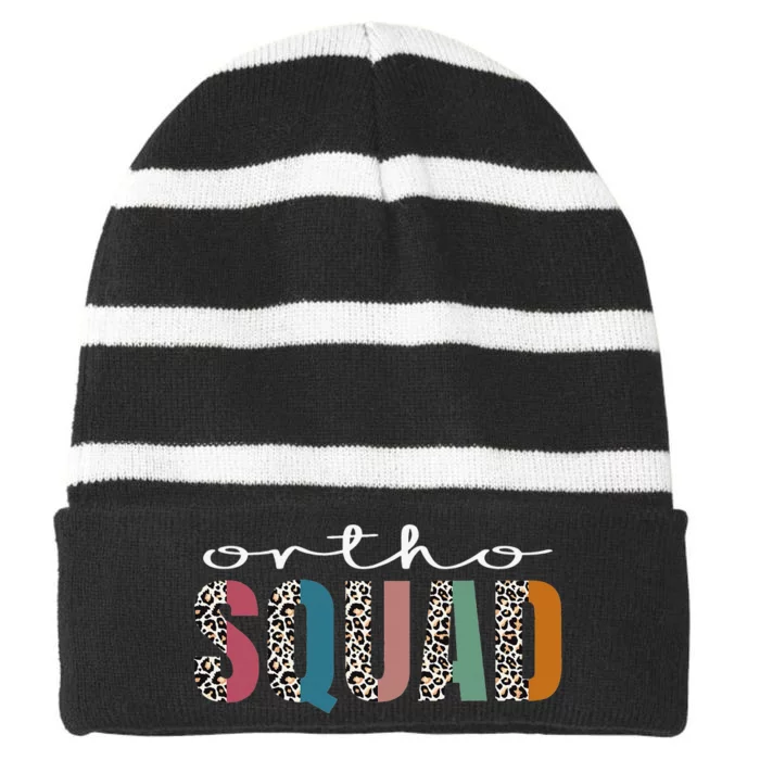 Funny Leopard Nursing Tee Ortho Squad, Orthopedics Nurse Striped Beanie with Solid Band