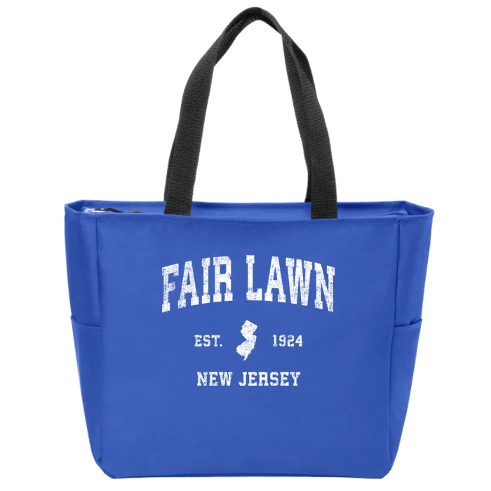 Fair Lawn New Jersey Nj Vintage Established Sports Design Zip Tote Bag