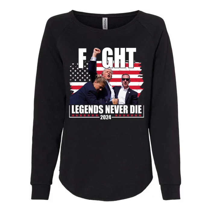 Fight Legends Never Die 2024 Trump Shooting Usa Flag Womens California Wash Sweatshirt