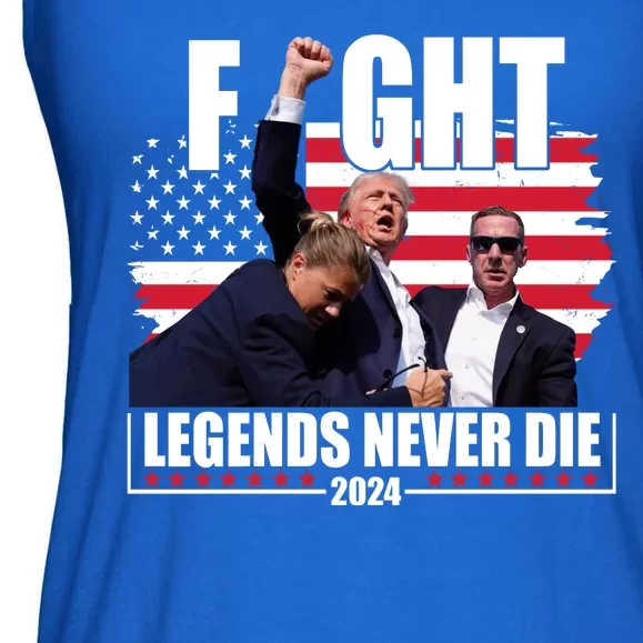 Fight Legends Never Die 2024 Trump Shooting Usa Flag Ladies Essential Flowy Tank