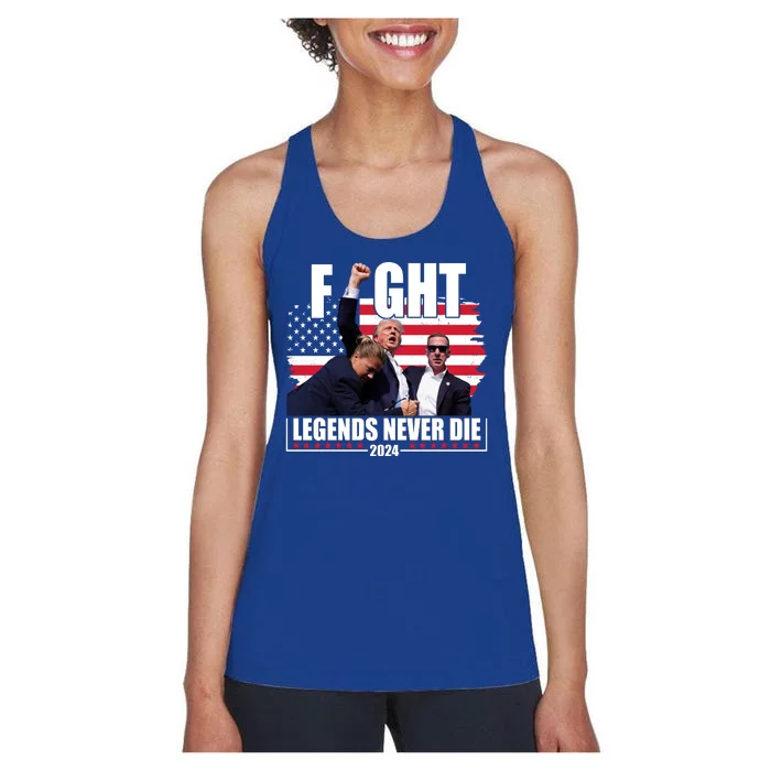 Fight Legends Never Die 2024 Trump Shooting Usa Flag Women's Racerback Tank