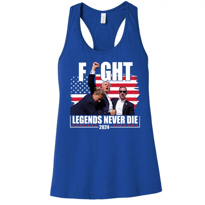 Fight Legends Never Die 2024 Trump Shooting Usa Flag Women's Racerback Tank