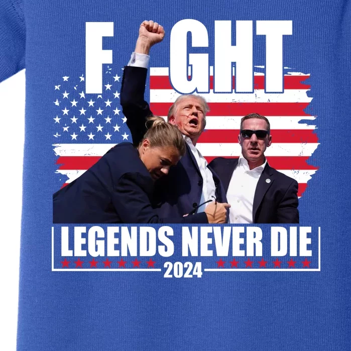 Fight Legends Never Die 2024 Trump Shooting Usa Flag Baby Bodysuit