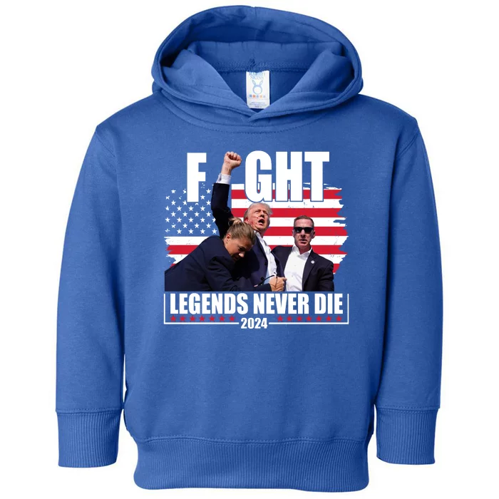 Fight Legends Never Die 2024 Trump Shooting Usa Flag Toddler Hoodie