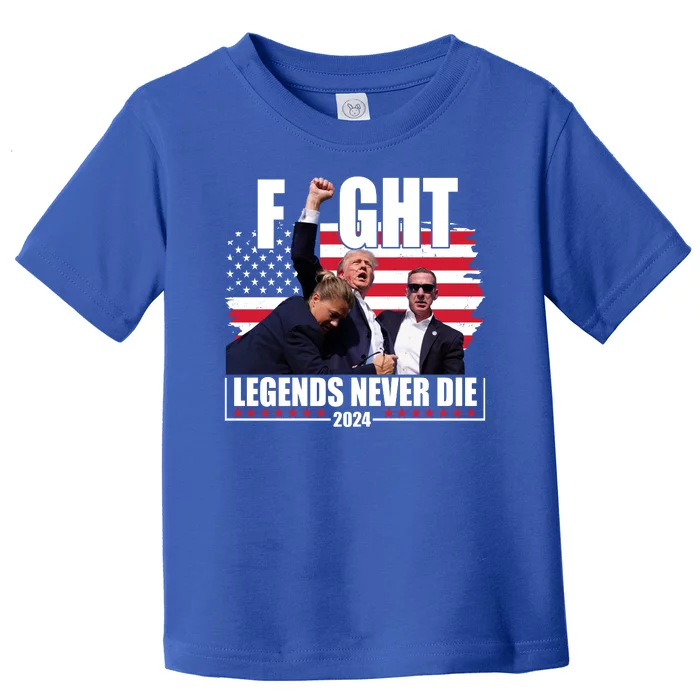 Fight Legends Never Die 2024 Trump Shooting Usa Flag Toddler T-Shirt