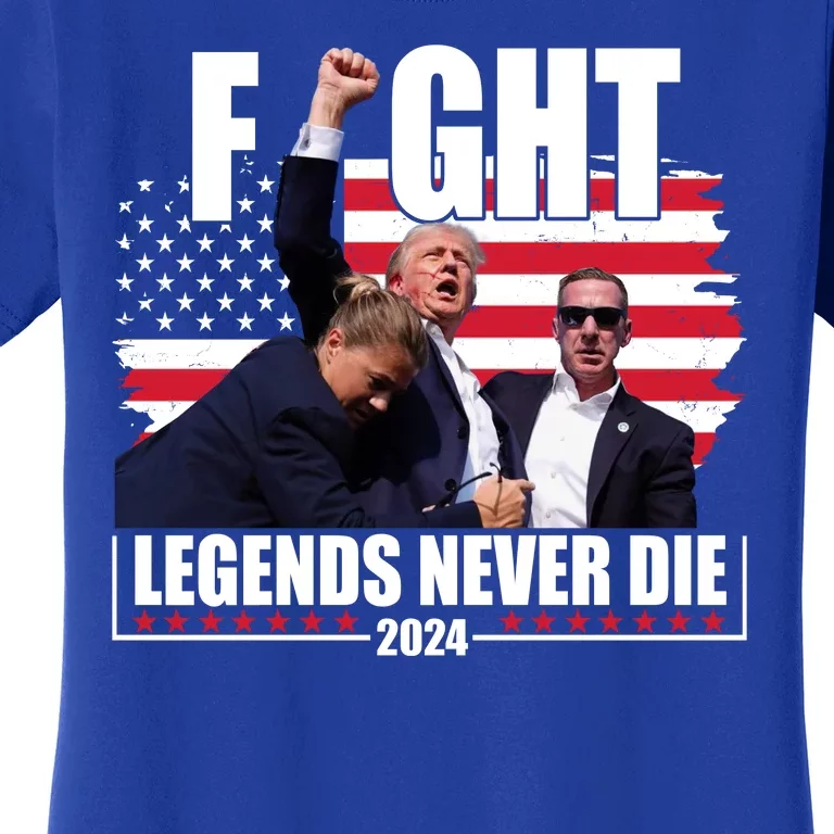 Fight Legends Never Die 2024 Trump Shooting Usa Flag Women's T-Shirt