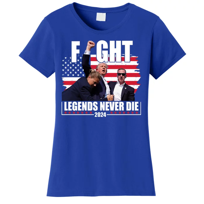 Fight Legends Never Die 2024 Trump Shooting Usa Flag Women's T-Shirt