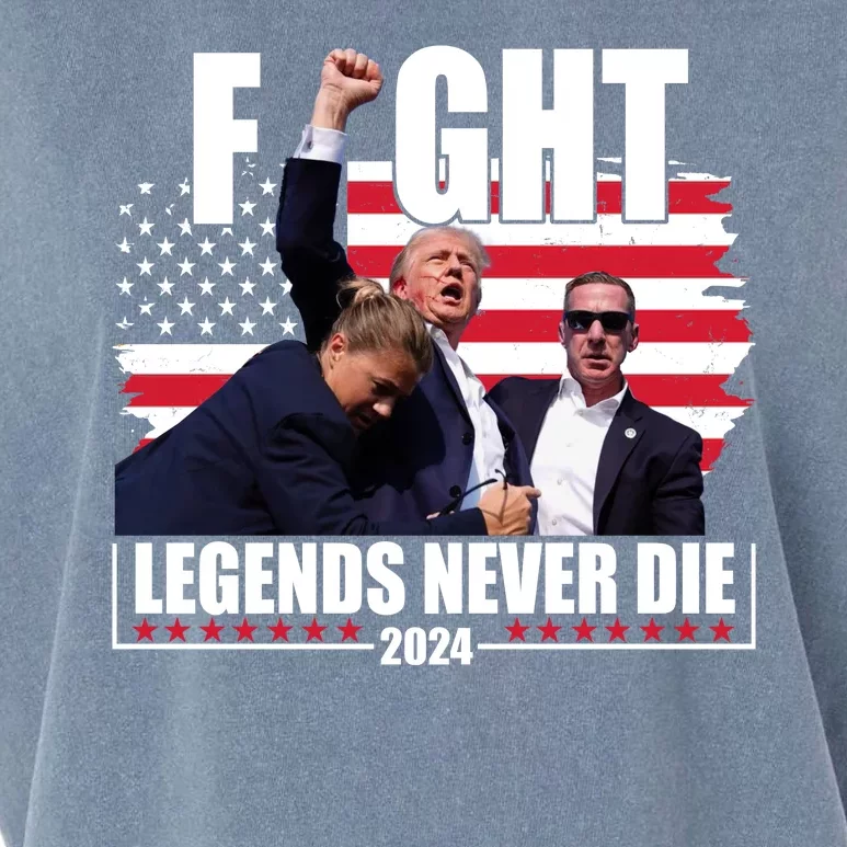 Fight Legends Never Die 2024 Trump Shooting Usa Flag Garment-Dyed Women's Muscle Tee