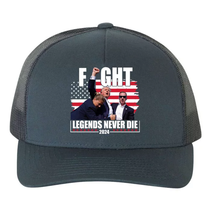 Fight Legends Never Die 2024 Trump Shooting Usa Flag Yupoong Adult 5-Panel Trucker Hat