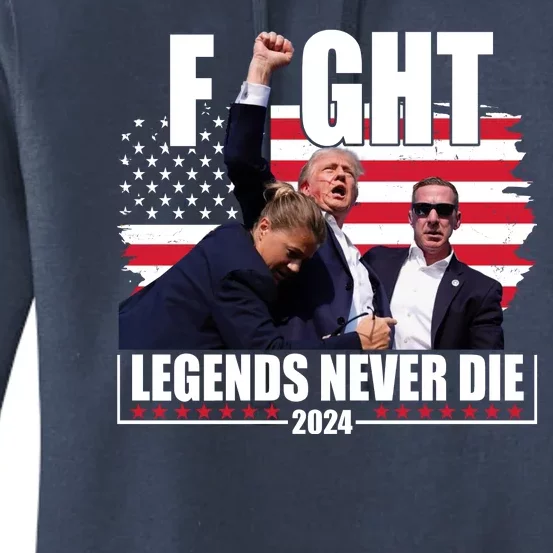 Fight Legends Never Die 2024 Trump Shooting Usa Flag Women's Pullover Hoodie