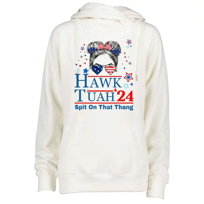 Funhardy Last Name Family Reunion Vacationhawk Tuah 24 Spit On That Thang Parody Womens Funnel Neck Pullover Hood