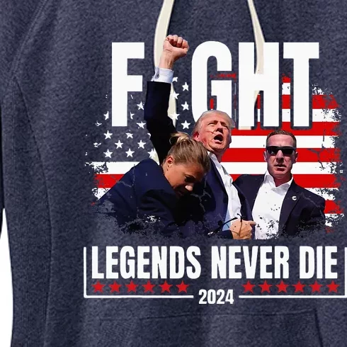 Fight Legends Never Die 2024 Trump Shooting Women's Fleece Hoodie