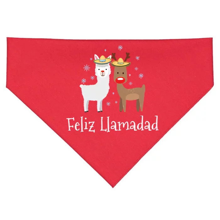 Feliz Llamadad Navidad Christmas USA-Made Doggie Bandana