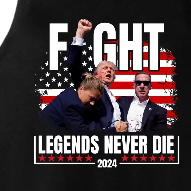 Fight Legends Never Die 2024 Trump Shooting Ladies Tri-Blend Wicking Tank