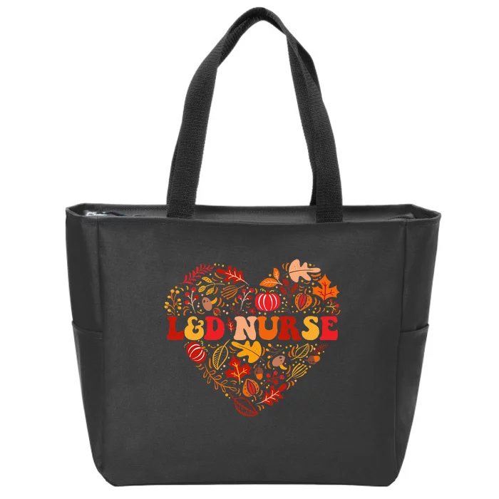 Fall L&D Nurse Thanksgiving Groovy Labor And Delivery Nurse Zip Tote Bag