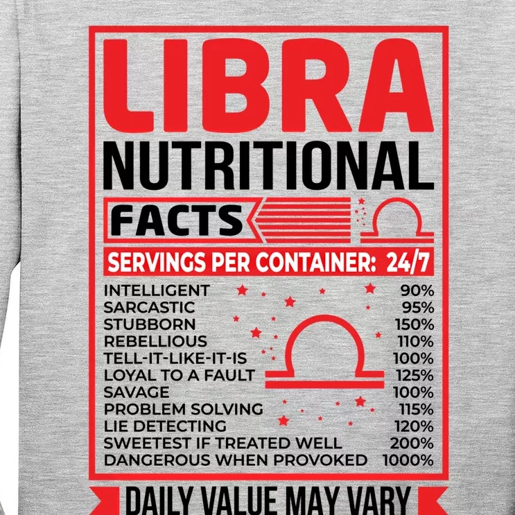 Funny Libra Nutritional Facts Birthday Gift Tall Long Sleeve T-Shirt