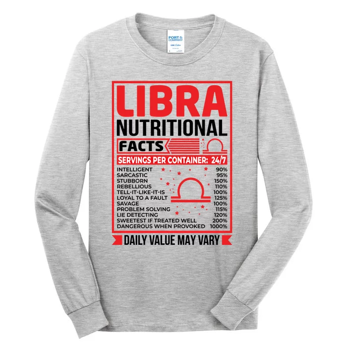 Funny Libra Nutritional Facts Birthday Gift Tall Long Sleeve T-Shirt