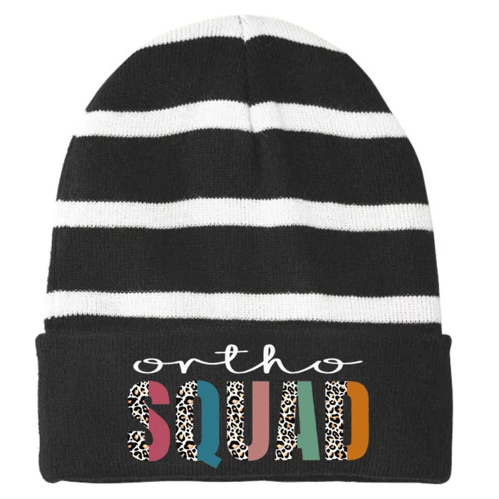 Funny Leopard Nursing Ortho Squad Orthopedics Nurse Striped Beanie with Solid Band