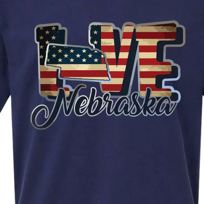 Funny Love Nebraska American Flag Patriotic Sueded Cloud Jersey T-Shirt