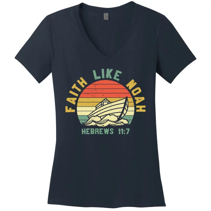 Faith Like Noah Hebrews Sunset Women's V-Neck T-Shirt