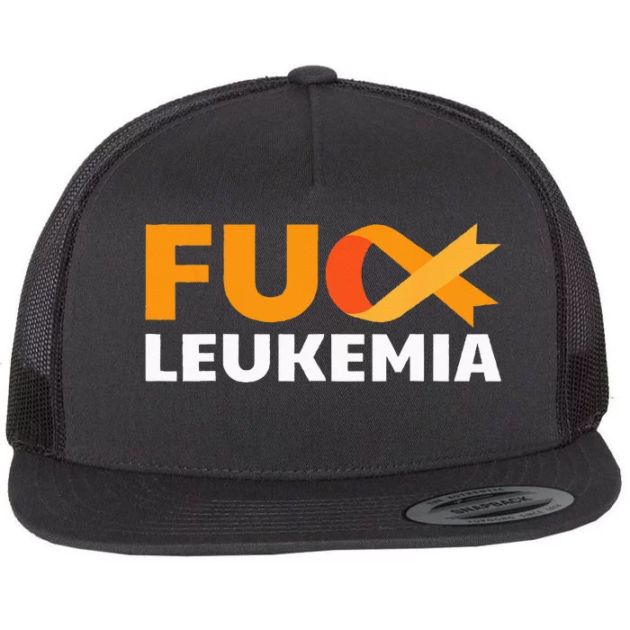 Fuck Leukemia Orange Ribbon Awareness Cancer Survivor Gift Flat Bill Trucker Hat