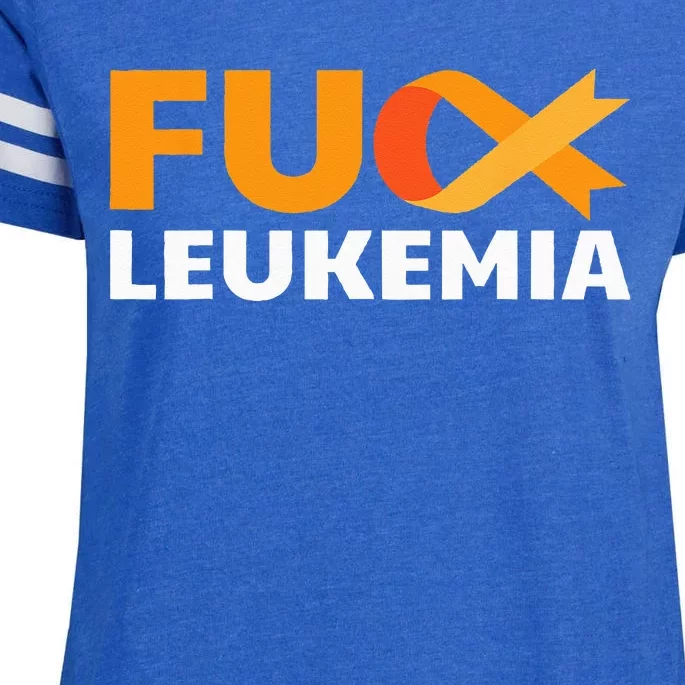 Fuck Leukemia Orange Ribbon Awareness Cancer Survivor Gift Enza Ladies Jersey Football T-Shirt