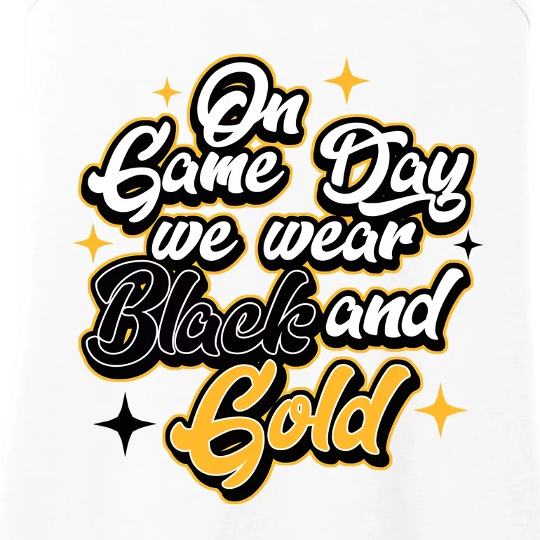 Football Lover On Game Day Football We Wear Black And Gold Ladies Essential Tank