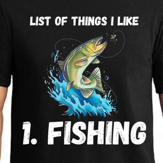 Fishing List Of Things I Like Fishing Hobby Fishing Game Pajama Set